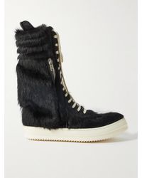 Rick Owens - Cargo Basket Faux Fur And Leather High-top Sneakers - Lyst