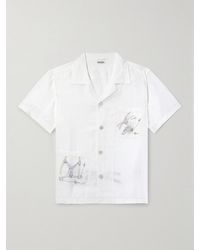 Bode - Camp-Collar Embroidered Linen Shirt - Lyst