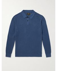 Beams Plus - Cable-Knit Cotton, Cashmere And Wool-Blend Polo Shirt - Lyst