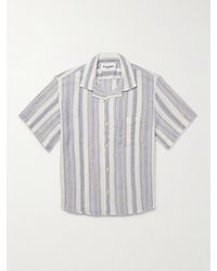 Corridor NYC - Tallis Camp-collar Striped Cotton-gauze Shirt - Lyst