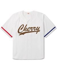 CHERRY LA - Logo-appliquéd Striped Cotton-twill Shirt - Lyst