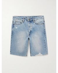 MANAAKI - Tama Slim-Fit Straight-Leg Distressed Denim Shorts - Lyst
