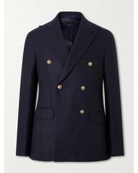 Caruso - Aida Double-Breasted Wool-Basketweave Blazer - Lyst