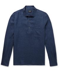 ZEGNA - Oasi Linen Half-Placket Shirt - Lyst