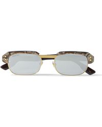 Gucci - Rectangular-frame Acetate And Gold-tone Sunglasses - Lyst