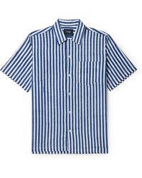 Drake's - Camp-collar Striped Cotton Shirt - Lyst