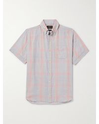 Beams Plus - Camicia in garza di cotone a quadri con collo button-down - Lyst