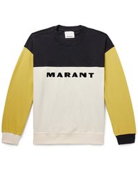 Isabel Marant - Aftone Colour-block Logo-flocked Cotton-piqué Sweatshirt - Lyst