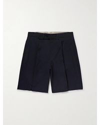 STÒFFA - Pleated Wool-seersucker Shorts - Lyst