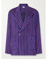 Dries Van Noten - Double-Breasted Striped Twill Blazer - Lyst