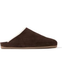Mulo - Shearling-Lined Suede Slippers - Lyst