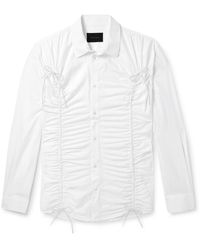 Simone Rocha - Bow-embellished Ruched Cotton-poplin Shirt - Lyst