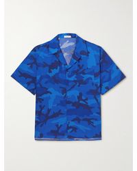 Valentino Garavani - Camp-collar Camouflage-print Cotton-poplin Shirt - Lyst