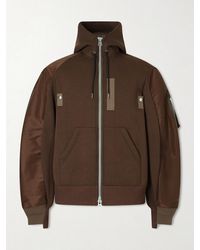 Sacai - Shell-trimmed Cotton-blend Jersey Zip-up Hoodie - Lyst