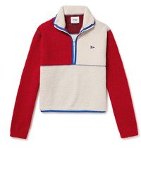 Drake's - Colour-block Twill-trimmed Wool-blend Fleece Half-zip Sweater - Lyst