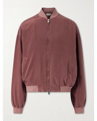Versace - Ribbed Knit-Trimmed Silk-Poplin Blouson Jacket - Lyst