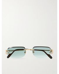 Cartier - Signature C rahmenlose Sonnenbrille mit rechteckigem Rahmen und goldfarbenen Details - Lyst
