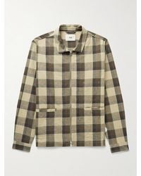 Folk - Signal Checked Linen And Cotton-Blend Blouson Jacket - Lyst