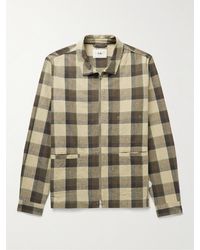 Folk - Signal Checked Linen And Cotton-blend Blouson Jacket - Lyst