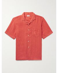 Hartford - Camicia in lino con colletto convertibile Palm - Lyst