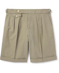 Brunello Cucinelli - Straight-leg Pleated Garment-dyed Cotton-twill Shorts - Lyst