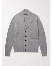 dunhill - Cardigan aus einer Baumwoll-Kaschmirmischung in Rippstrick mit Schalkragen - Lyst