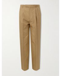 Gucci - Straight-leg Pleated Cotton Trousers - Lyst