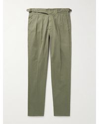 Rubinacci - Manny Tapered Pleated Cotton-twill Trousers - Lyst
