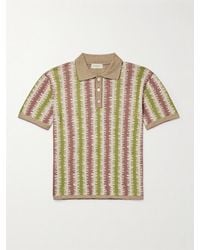 Piacenza 1733 - Striped Silk And Linen-Blend Jacquard Polo Shirt - Lyst