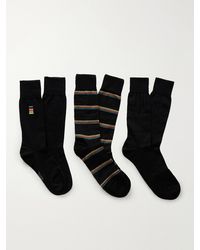 Paul Smith - Pack Of Three Striped Cotton-blend Socks - Lyst