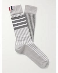 Thom Browne - Fun Mix Grosgrain-trimmed Striped Cotton-blend Socks - Lyst