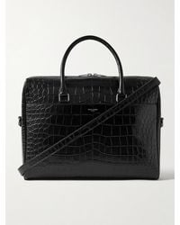 Saint Laurent - Croc-Effect Leather Briefcase - Lyst