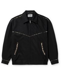 Wacko Maria - Leopard-print Velour-trimmed Cotton-piqué Jacket - Lyst
