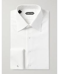Tom Ford - Smokinghemd aus Baumwoll-Voile mit Piqué-Besatz und Umschlagmanschette - Lyst