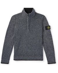 Stone Island - Logo-appliquéd Knitted Cotton Half-zip Sweater - Lyst