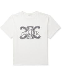 Celine - Logo-Print Cotton-Jersey T-Shirt - Lyst
