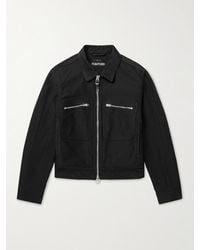 Tom Ford - Leather-trimmed Cotton-twill Jacket - Lyst