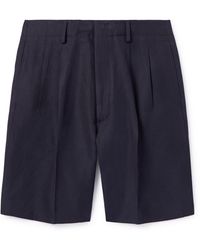 Loro Piana - Joetsu Straight-leg Pleated Cotton And Linen-blend Twill Bermuda Shorts - Lyst