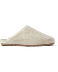 Mulo - Suede-Trimmed Shearling-Lined Recycled Wool Slippers - Lyst