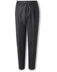 Incotex - Tapered Pleated Virgin Wool-Flannel Drawstring Trousers - Lyst