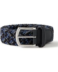 Anderson's - 3.5Cm Leather-Trimmed Woven Elastic Belt - Lyst
