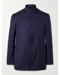 Kingsman - Argylle Slim-fit Nehru-collar Pinstriped Wool-blend Suit Jacket - Lyst