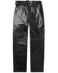Loewe - Straight-Leg Belted Leather Trousers - Lyst