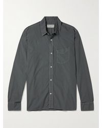 Officine Generale Esteban Garment-dyed Cotton-voile Shirt - Grey