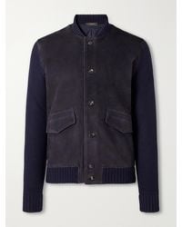 Slowear - Zanone Slim-Fit Suede And Honeycomb-Knit Virgin Wool Bomber Jacket - Lyst