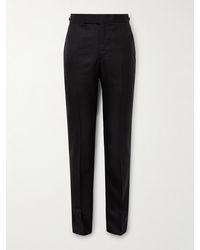 Gabriela Hearst - Sebastian Slim-Fit Straight-Leg Wool, Silk And Linen-Blend Twill Trousers - Lyst