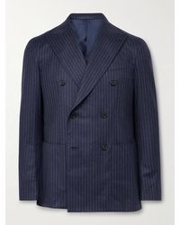 Caruso - Double-Breasted Pinstriped Wool Suit Jacket - Lyst