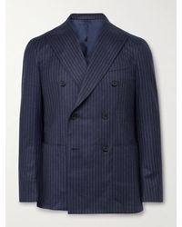 Caruso - Double-Breasted Pinstriped Wool Suit Jacket - Lyst