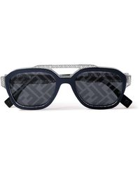 Fendi - Silver-tone And Acetate D-frame Sunglasses - Lyst