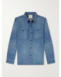 Fullcount - Distressed Denim Shirt - Lyst